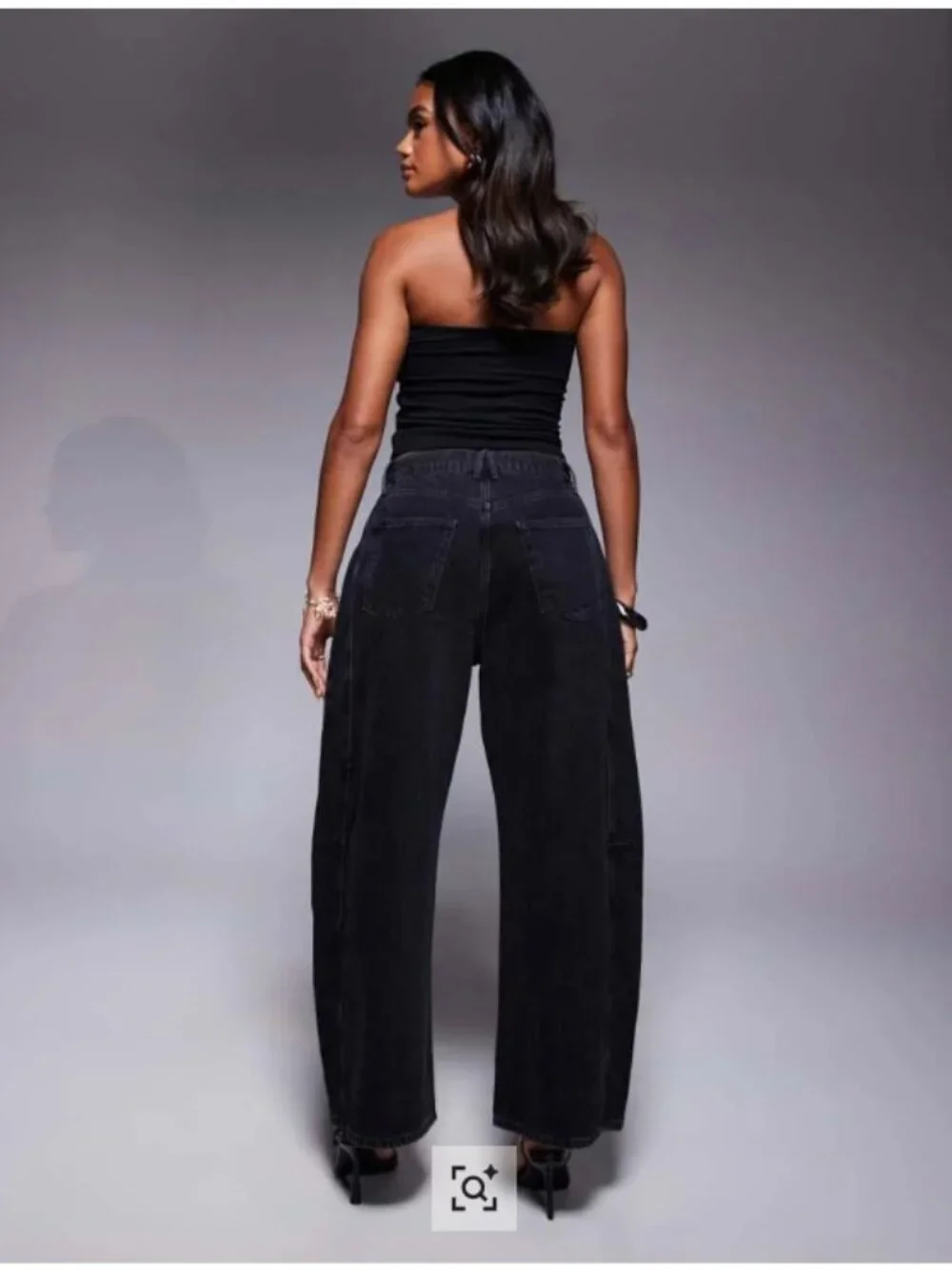 Good American Extreme Barrel Jeans Black Size 8/29 NWT High Rise Bowed Wide Leg - Picture 3 of 13